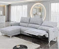 Furniture of America Drex Modern Chenille Sectional Recliner with Chaise and USB Ports, Reclining Sofa, L Shaped Comfy Couches for Living Room, Home Theater, Left Facing, Grey