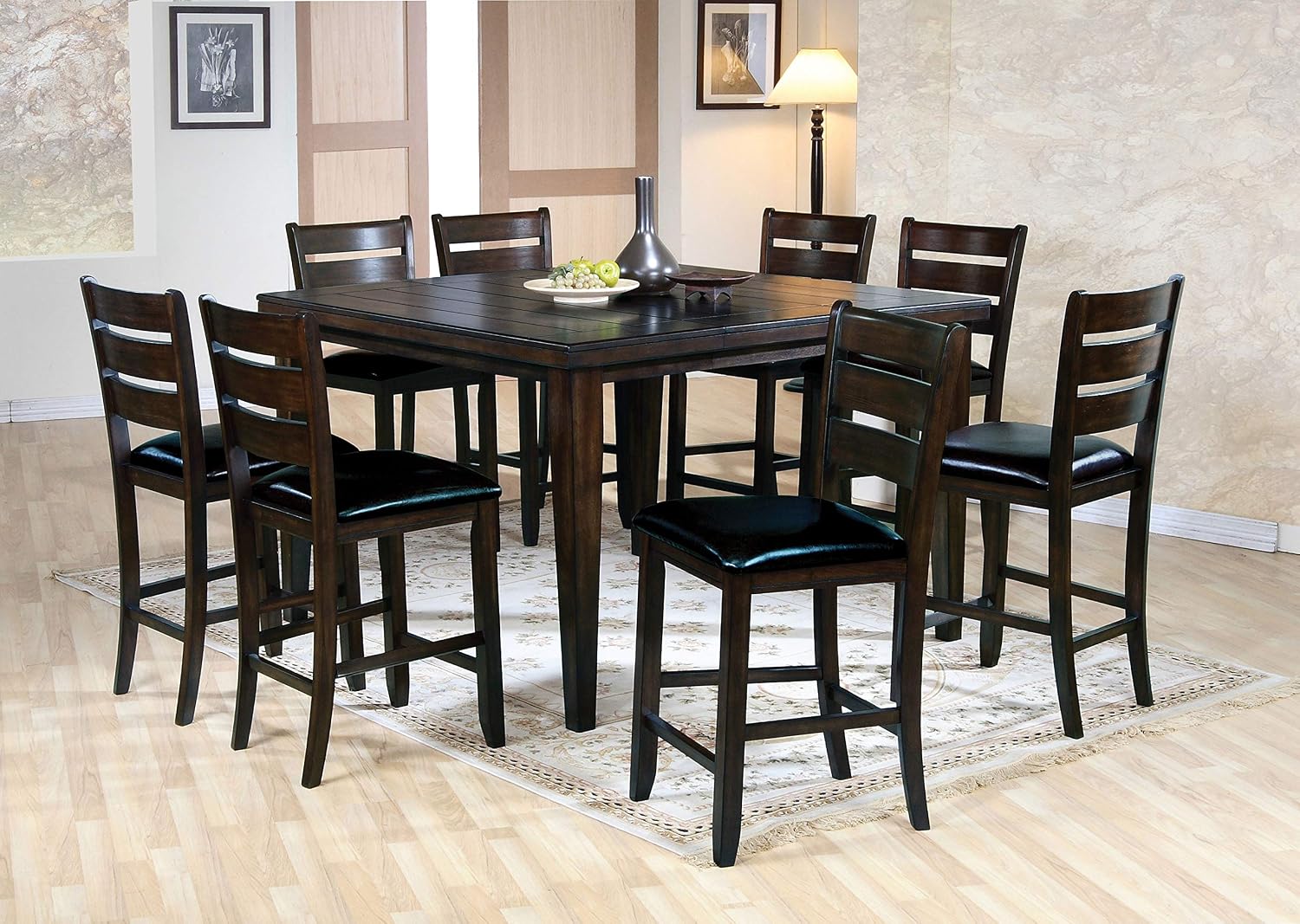 ACME Urbana Counter Height Chair (Set-2) - - Black PU & Espresso