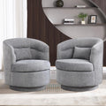 CANMOV Swivel Accent Chair Set of 2, 360 Degree Round Swivel Barrel Chair with Pillow, Upholstered Comfy Barrel Armchair Single Club Sofa Chair for Living Room, Bedroom, Reading Room,Dark Grey