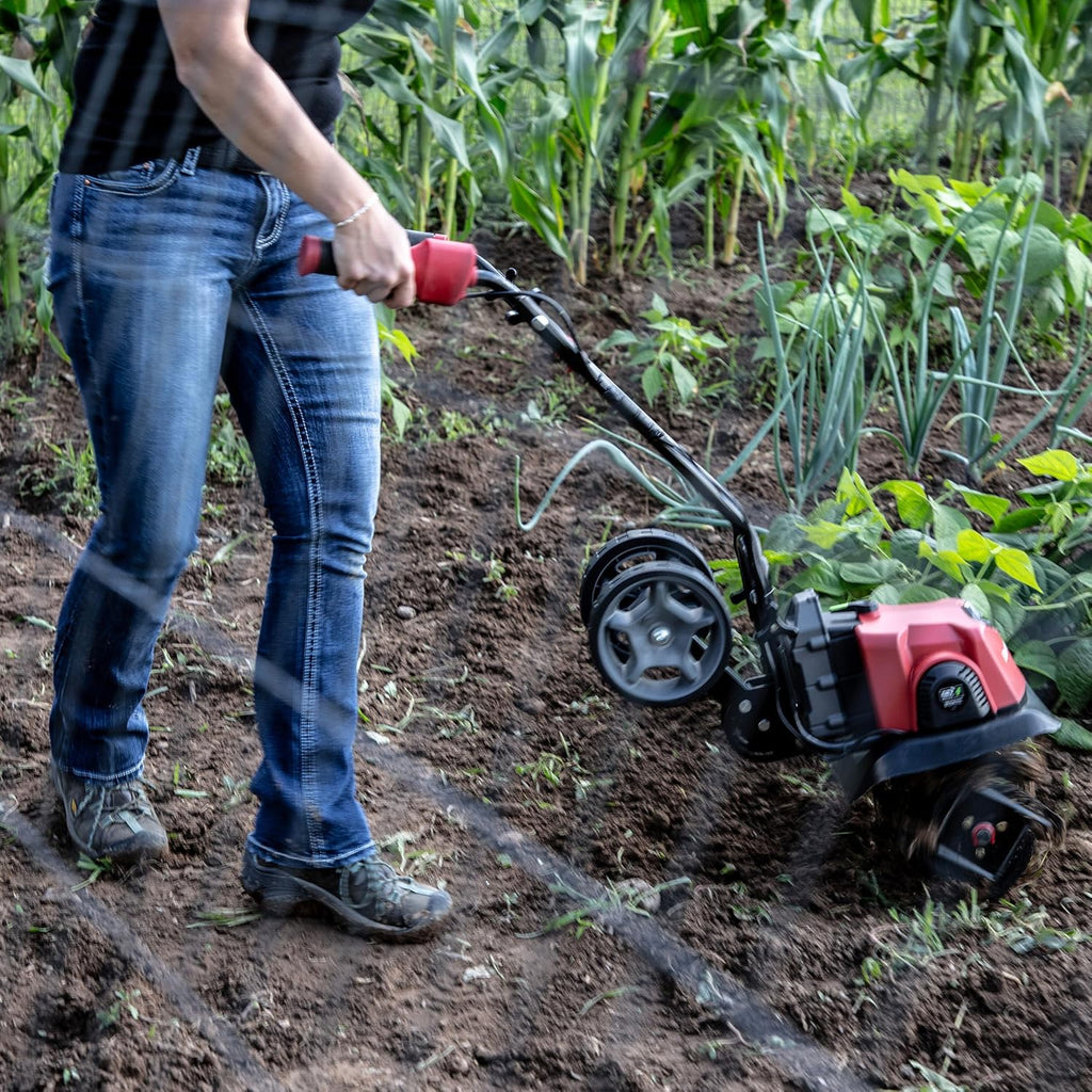 Earthquake 60V Cultivator with 4Ah Battery and Charger Included, Variable Speed Trigger, Adjustable Transport Wheels, Overhand Handlebars, U.S. Based Customer Support, 46091