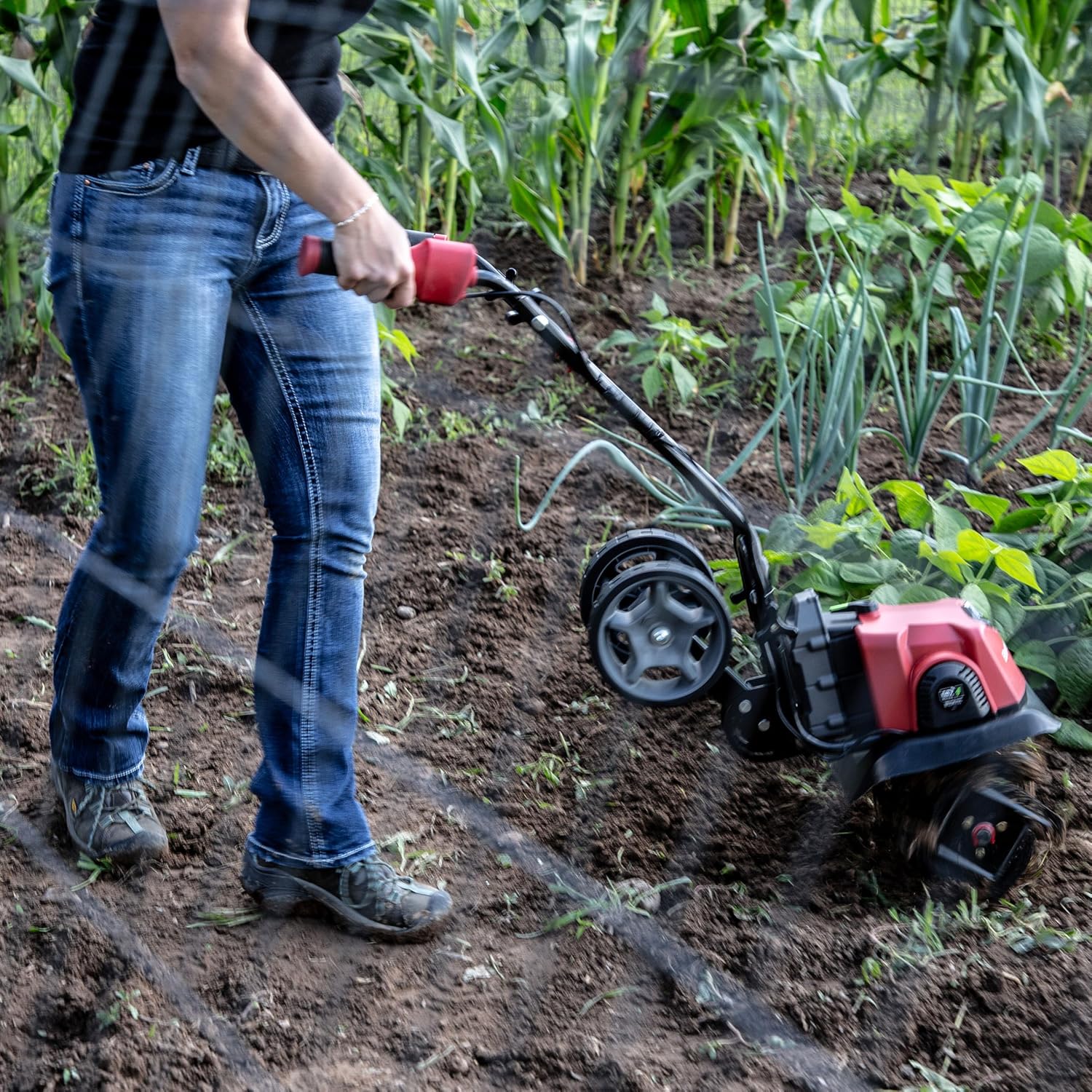 Earthquake 60V Cultivator with 4Ah Battery and Charger Included, Variable Speed Trigger, Adjustable Transport Wheels, Overhand Handlebars, U.S. Based Customer Support, 46091