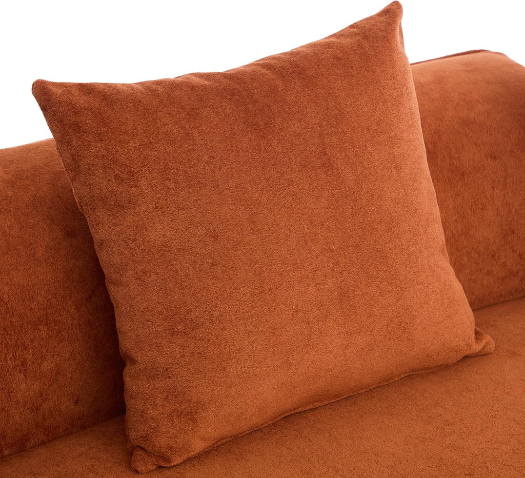 Christopher Knight Home Braebt 126' Modular Sofa with 4 Throw Pillows, Curved 5-Seater Large Sofa Couches, Comfy Upholstered Sectional Cloud Couch for Living Room, No Assembly Required, Dark Orange