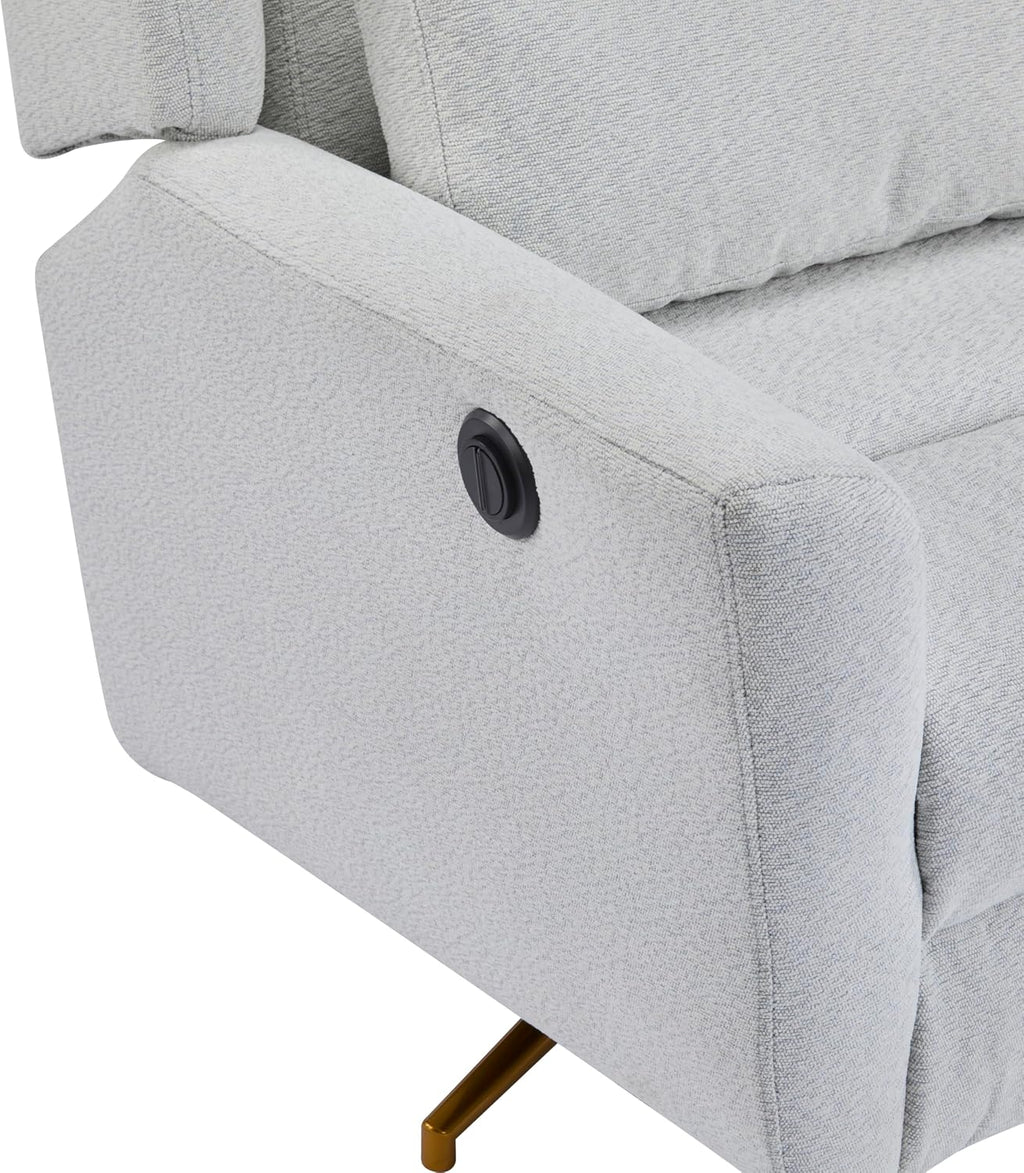 Christopher Knight Home Dolia Fabric Upholstered 360° Swivel Chair, Push-Back Power Recliner Chair, Iron Recliner Sofa with Rotation, Living Room Lounge Sofa, Adjustable Backrest, Gold + Light Grey