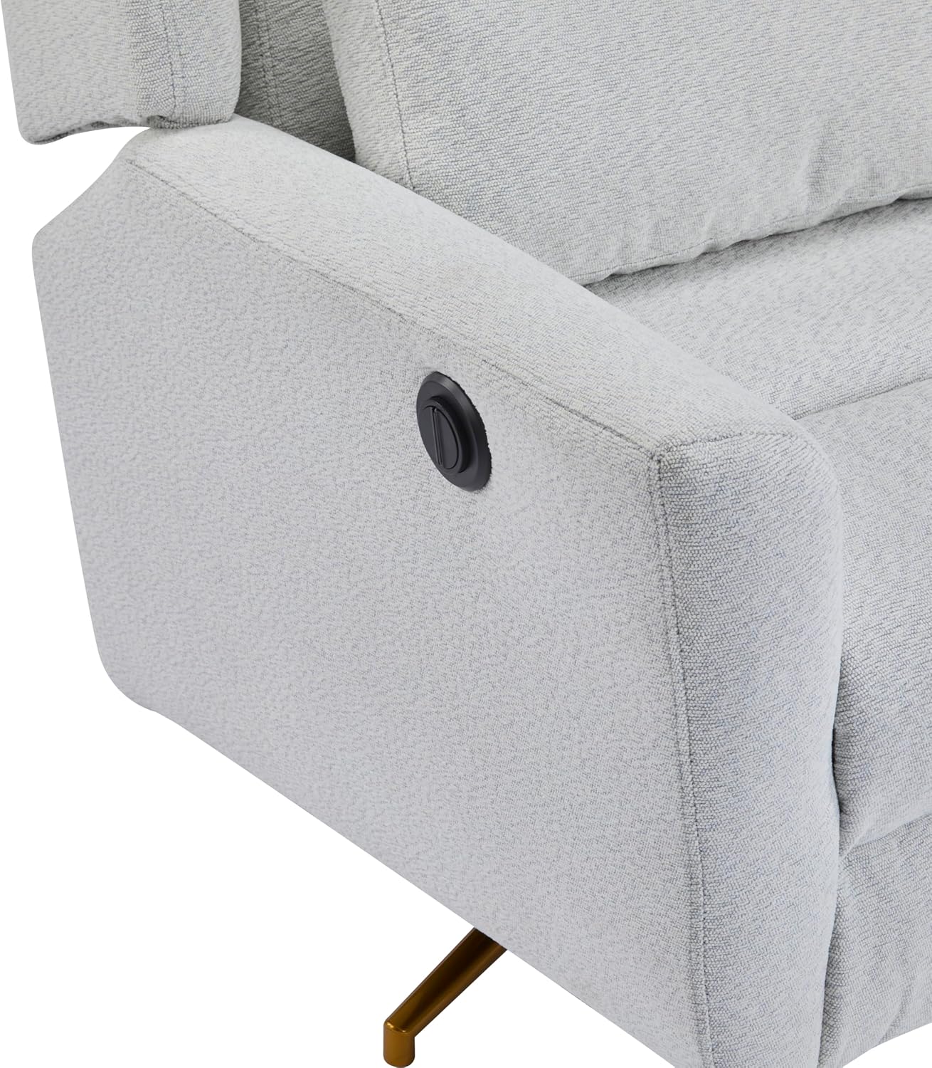 Christopher Knight Home Dolia Fabric Upholstered 360° Swivel Chair, Push-Back Power Recliner Chair, Iron Recliner Sofa with Rotation, Living Room Lounge Sofa, Adjustable Backrest, Gold + Light Grey