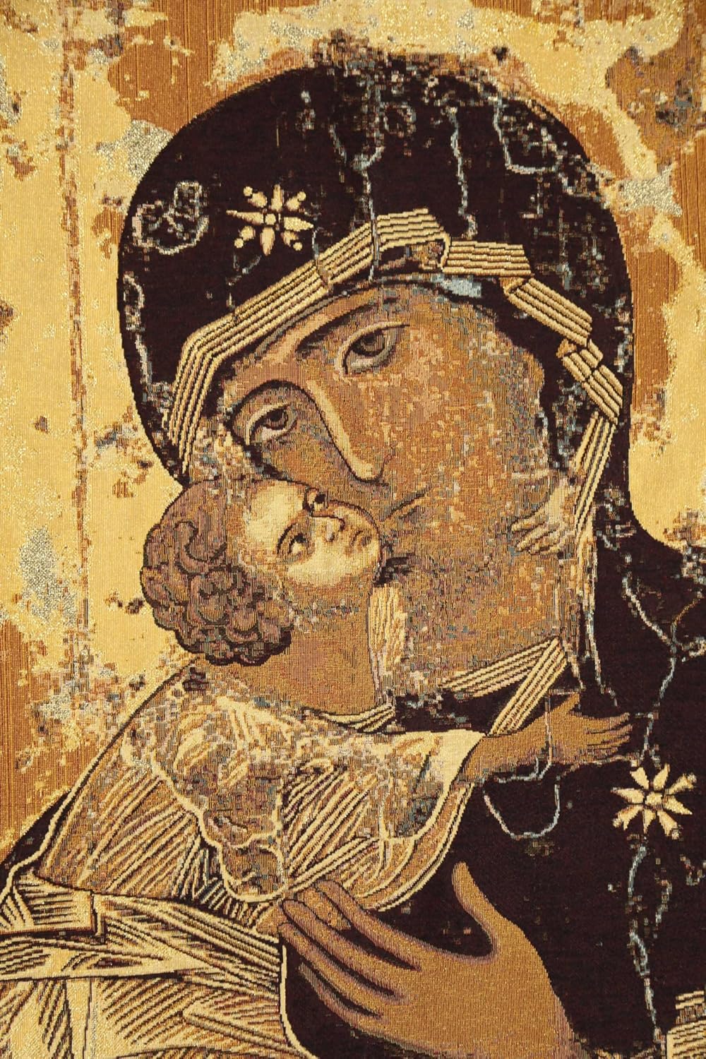 Charlotte Home Furnishings Madonna Di Vladimir Tapestry, 33 X 26 Inch | Italian Tapestry, Viscose Cotton And Polyester Blend, Wall Hanging, Italian Woven