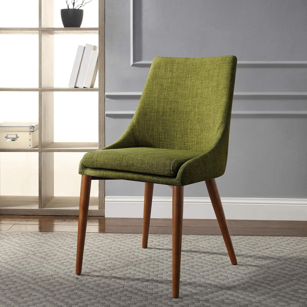 OSP Home Furnishings Palmer Mid-Century Modern Dining Chair, 2-Pack, Fabric, Green