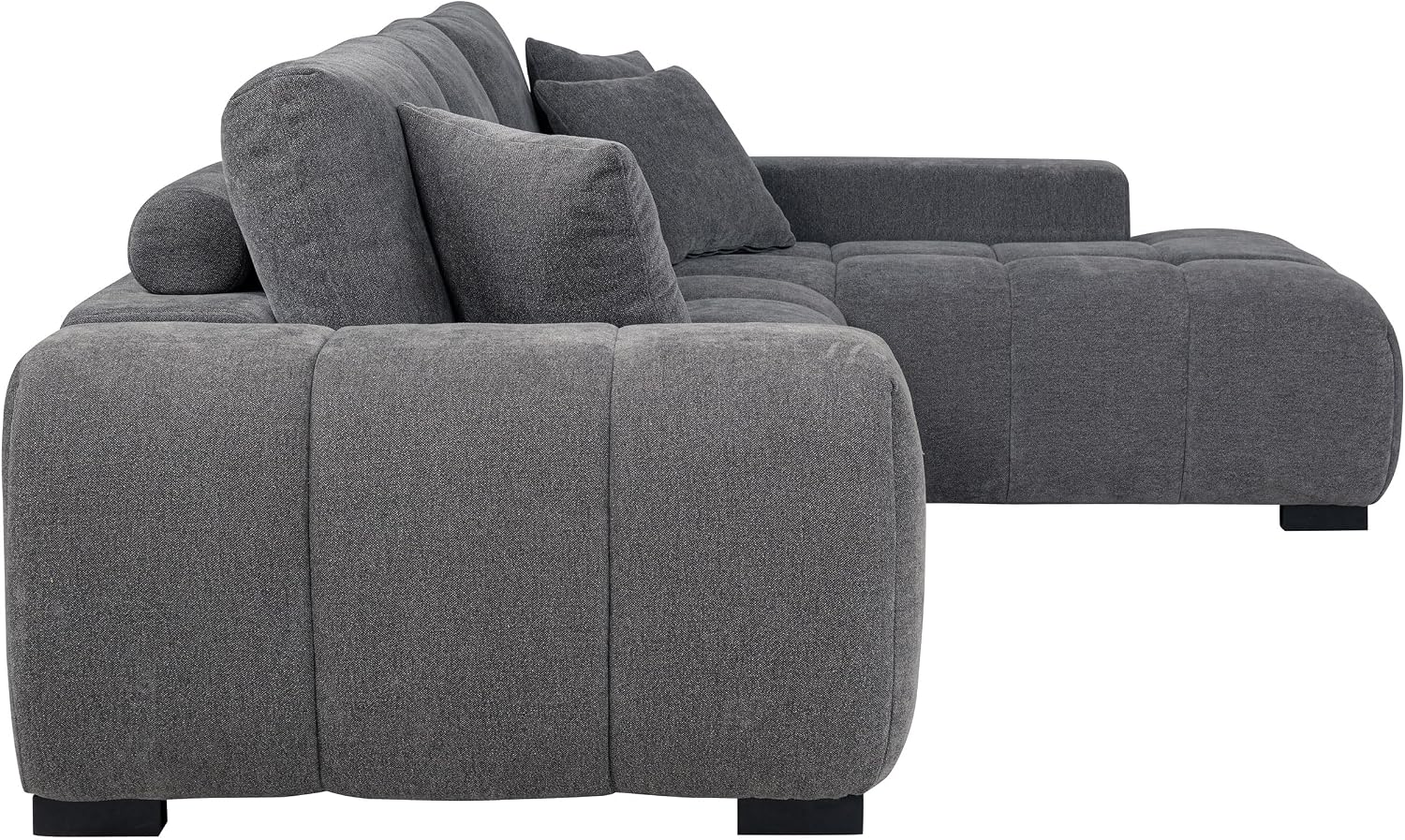 Coaster Home Furnishings - Octavia - Fabric - Upholstered Sectional Sofa with Chaise, Grid Tufting and Accent Pillows - Living Room - Charcoal Grey - 509965