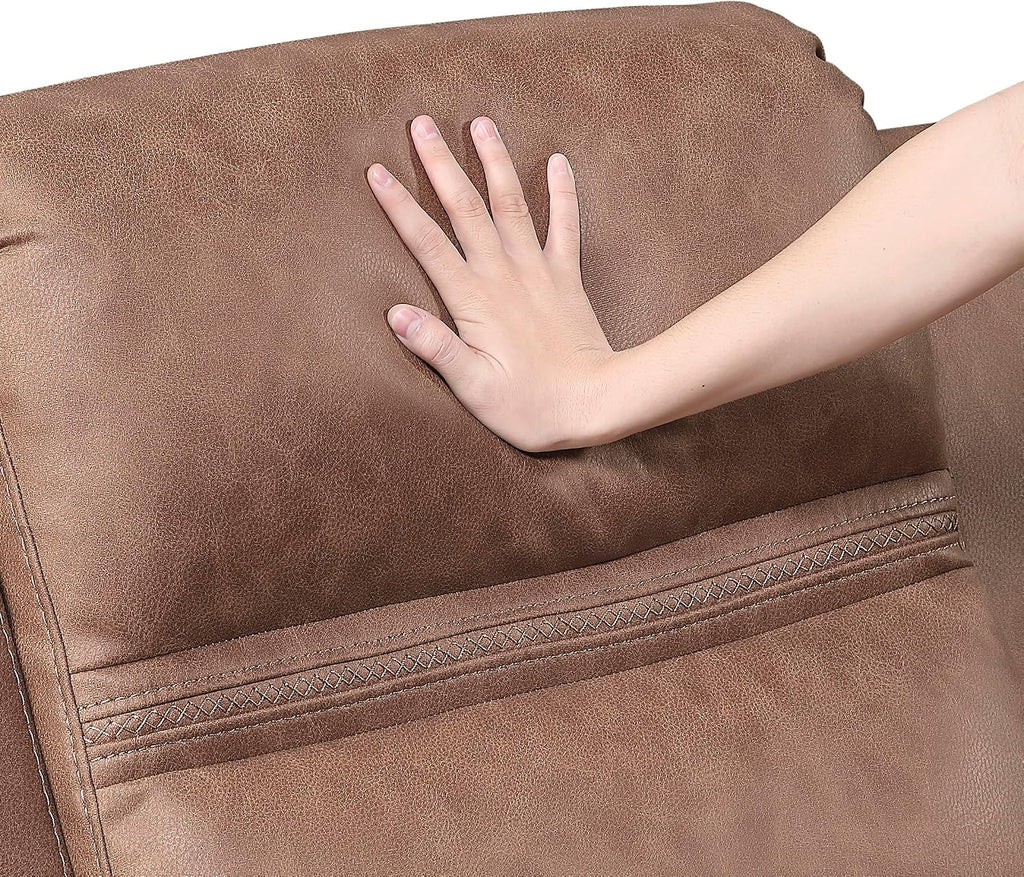 Lexicon 85' W Manual Double Reclining Sofa - Polished Microfiber Wall Hugger Manual 3 Seater Recliner Couch, Comfort Armrests, for Living Room, Home Theater, Easy Assembly, Brown