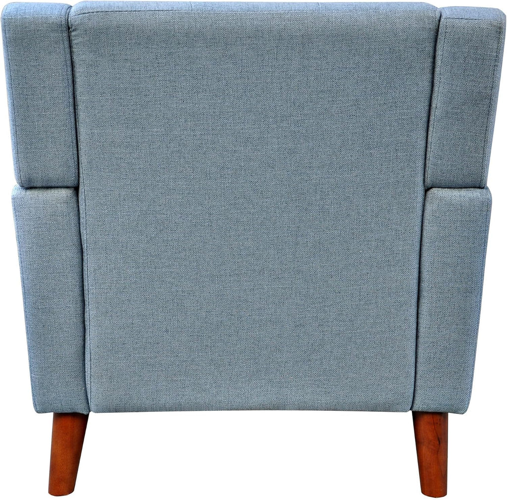 Christopher Knight Home Alisa Mid Century Modern Fabric Arm Chair, Blue and Walnut