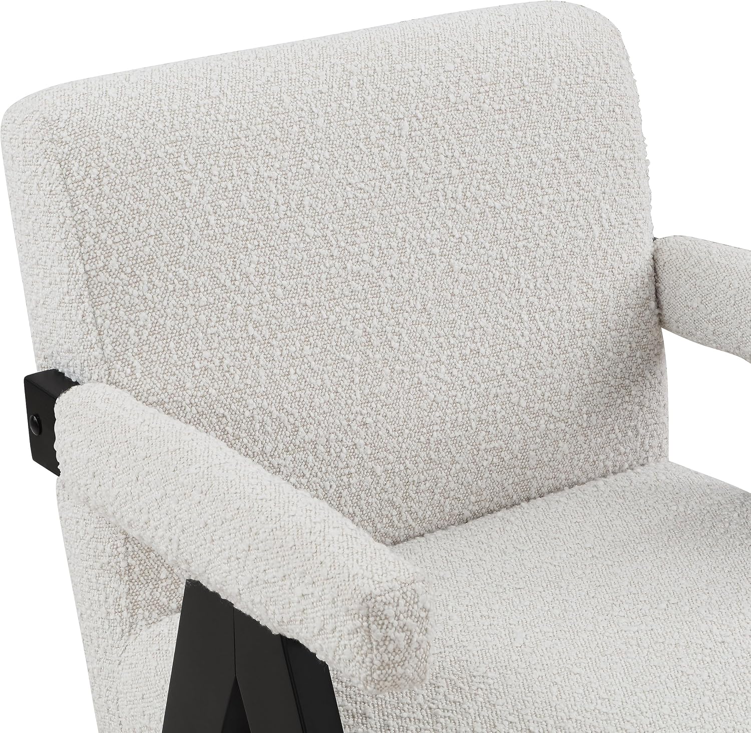 Meridian Furniture 481Cream Woodloch Collection Mid-Century Modern Boucle Fabric Upholstered Accent Chair with Rich Cream Boucle Fabric, Black Finish Solid Wood, 24.5' W x 23.5' D x 32' H, Cream