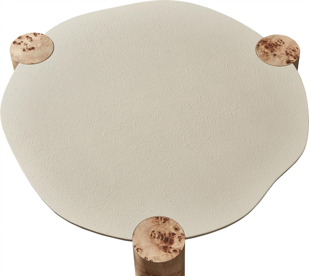 Meridian Furniture 99037-CT Thor Collection Modern | Contemporary Coffee Table with Rich Burl Veneer Legs, White Resin Top, 37.5' W x 37.5' D x 16' H