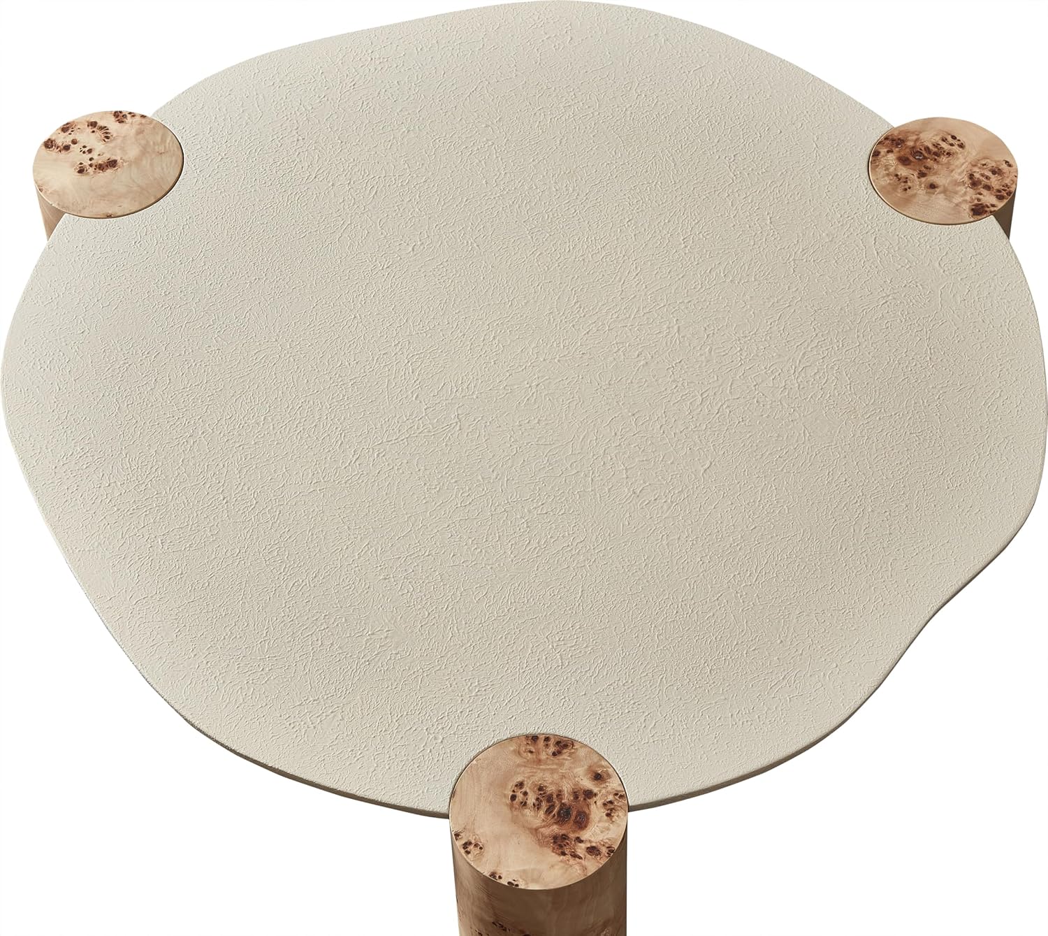 Meridian Furniture 99037-CT Thor Collection Modern | Contemporary Coffee Table with Rich Burl Veneer Legs, White Resin Top, 37.5' W x 37.5' D x 16' H
