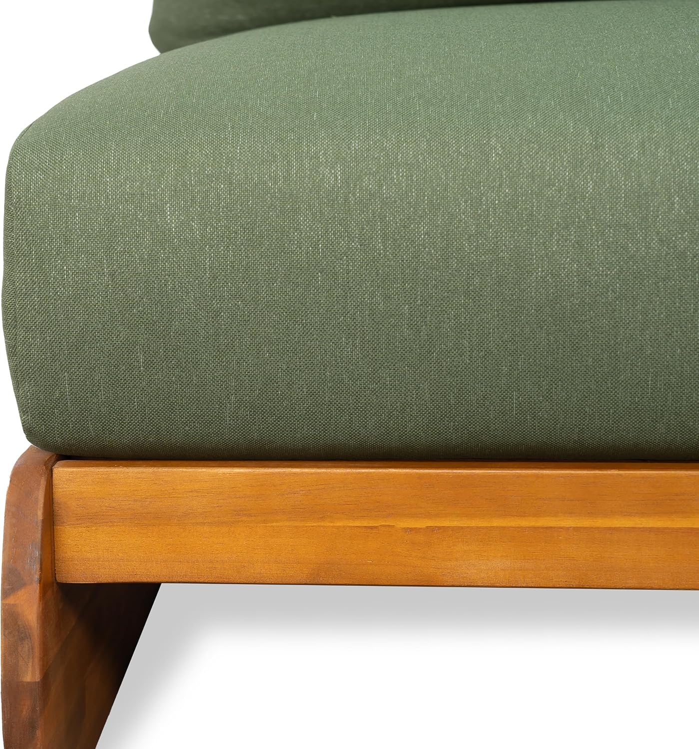 Christopher Knight Home Poppy Outdoor Club Chair with Water Resistant, Acacia Wood Lounge Chair Outdoor, Patio Low Profile Accent Chair, Comfy Reading Chair for Garden Backyard, Teak + Green