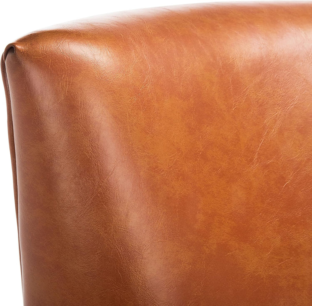 SAFAVIEH Home Collection Delfino Cognac Faux Leather/Natural Accent Chair