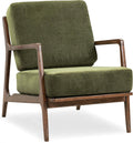 Poly & BARK Verity Fabric Accent Chair – Fabric Armchair with Walnut Wood Frame – Fashion-Forward Lounge Seating for Living Room – Upholstered in Distressed Green Velvet for Modern Style
