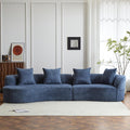Christopher Knight Home Braebt 126' Curved Modular Sectional Sofa with 4 Throw Pillows, Comfy Upholstered Cloud Couch, 5-Seater Sofa Couches for Living Room, Study, No Assembly Required, Navy Blue
