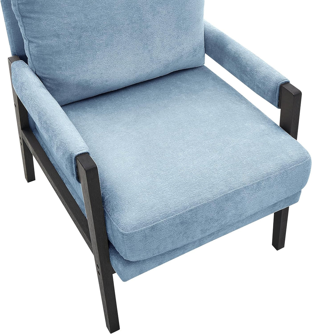 Roundhill Furniture Kelly Mid-Century Modern Chenille Upholstered Accent Armchair, Blue