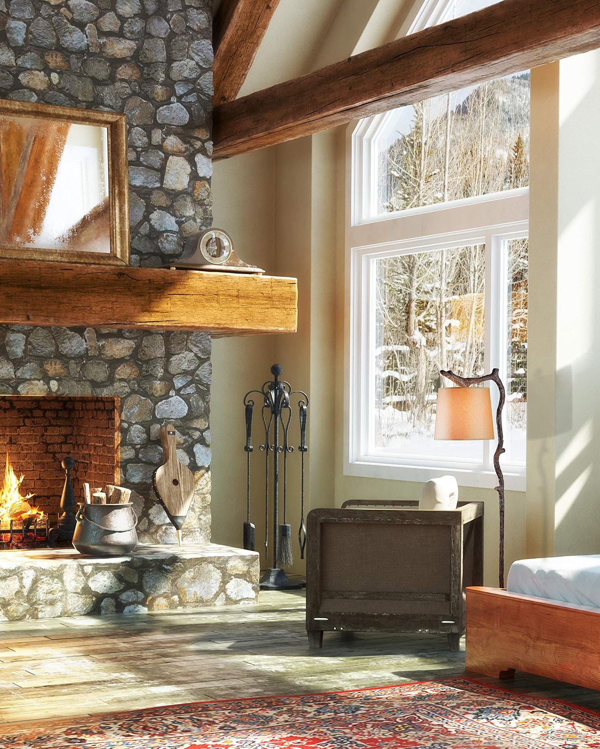 Kenroy Home Overhang Floor Lamp with Bronze Finish, Rustic Style, 61' Height, 17.75' Width, 12' Depth