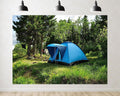 Trykid 20x10ft Blue Tent Forest Backdrop Lush Green Camping Scene Photography Background Outdoor Hiking Shoot Tapestry Party Decoration Photo Studio Prop Fabric