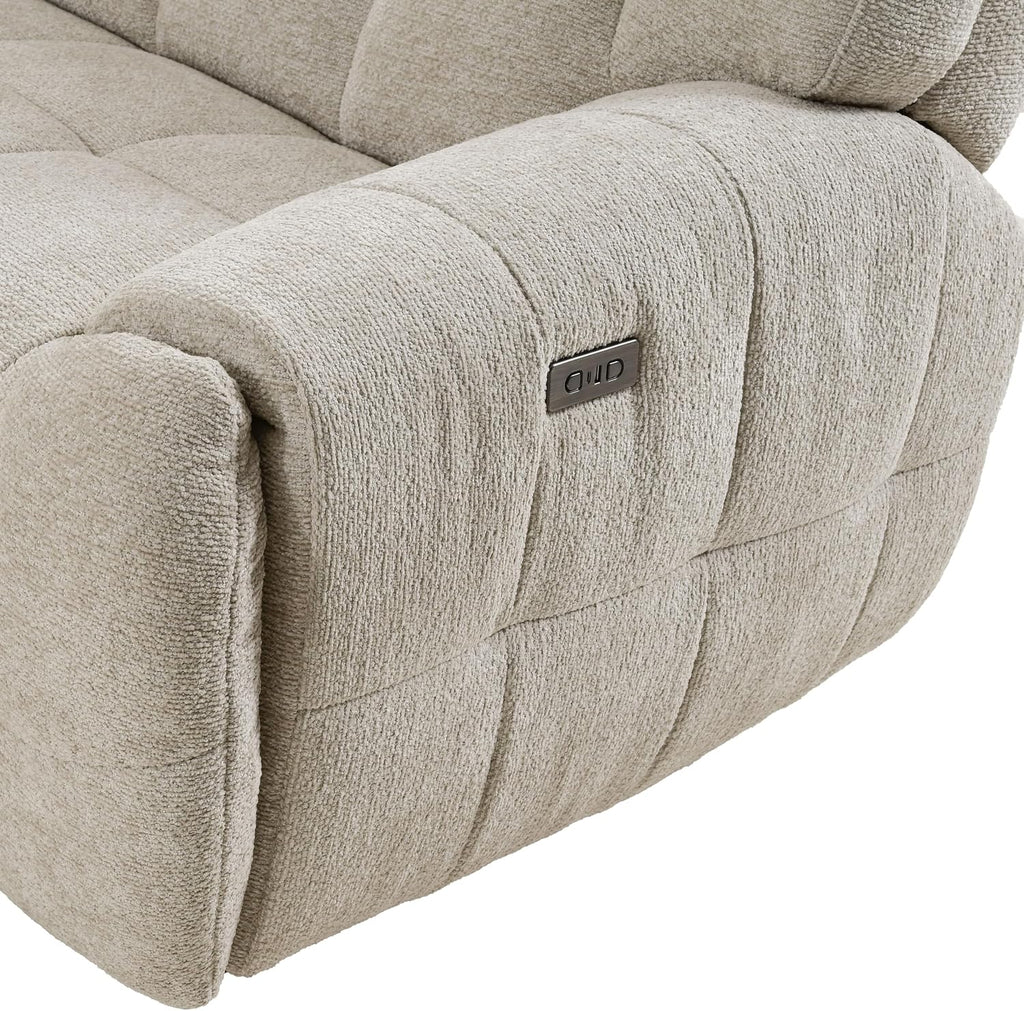 Furniture of America Tavie Modern Reclining Sofa with Storage Console and Cup Holders, Sectional Recliner, L Shaped Couch for Living Room, Home Theater, Playroom, Beige