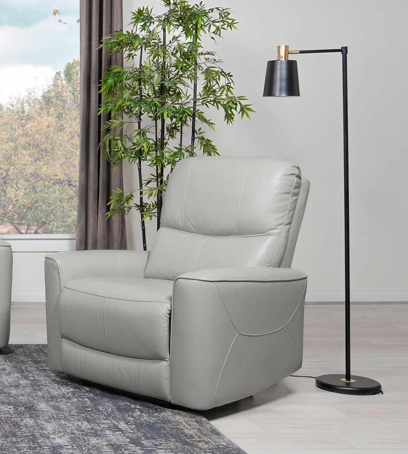 Coaster Home Furnishings - Greenfield - Faux Leather Upholstered Power Recliner Chair with Power Reclining, USB Port, and Channel Tufting - Living Room - Dove Grey - 610263P