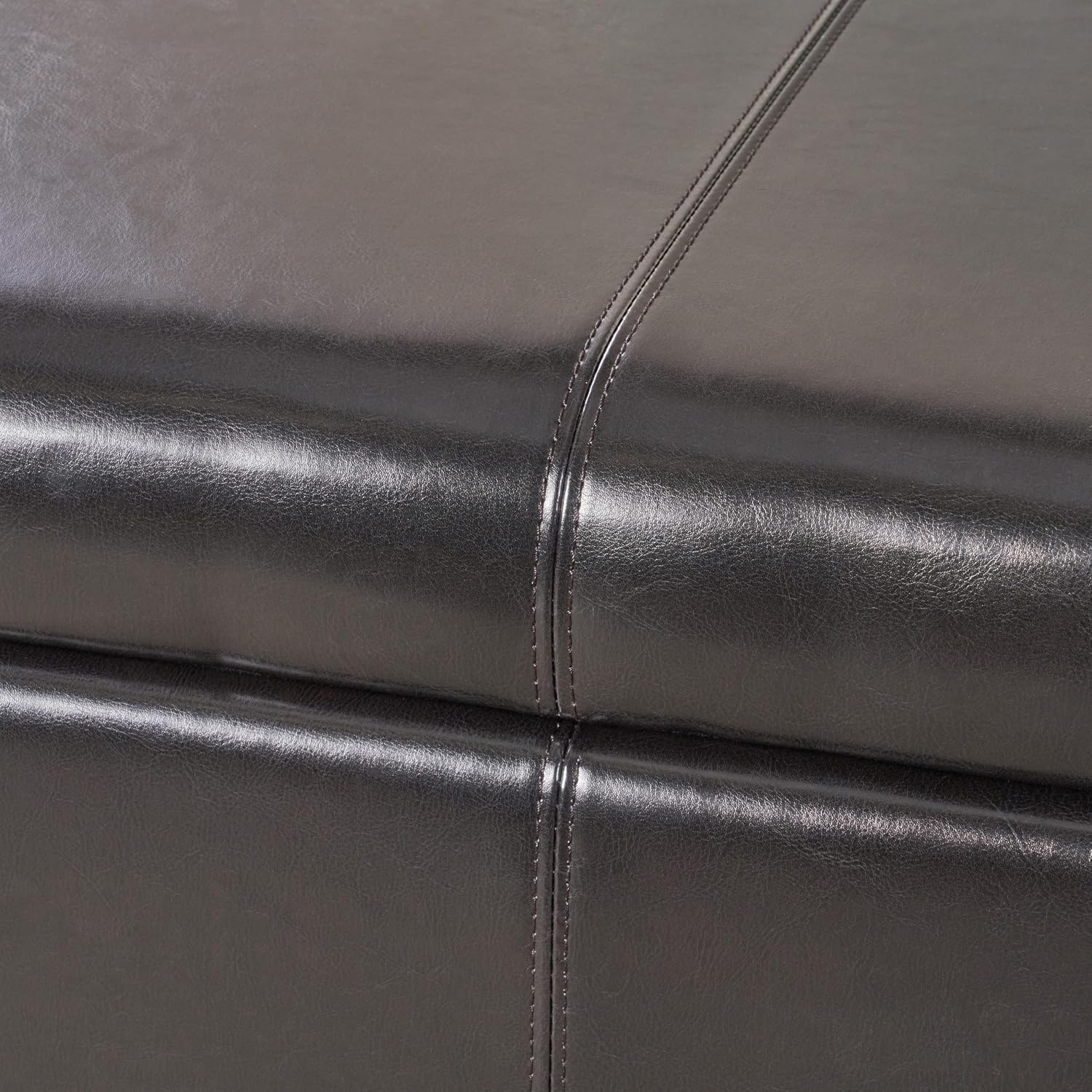 Christopher Knight Home Living Berkeley Brown Leather Square Storage Ottoman, Espresso