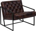 Flash Furniture Hercules Madison Series Bomber Jacket LeatherSoft Tufted Lounge Chair, Tufted Retro Accent Chair for Living Room or Office, Brown/Black