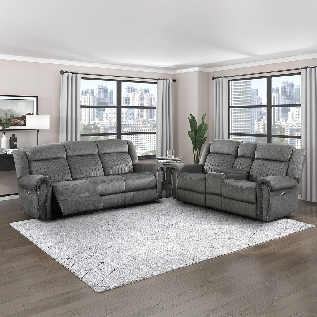 Lexicon Dakota 2-Piece Power Reclining Living Room Set, Charcoal