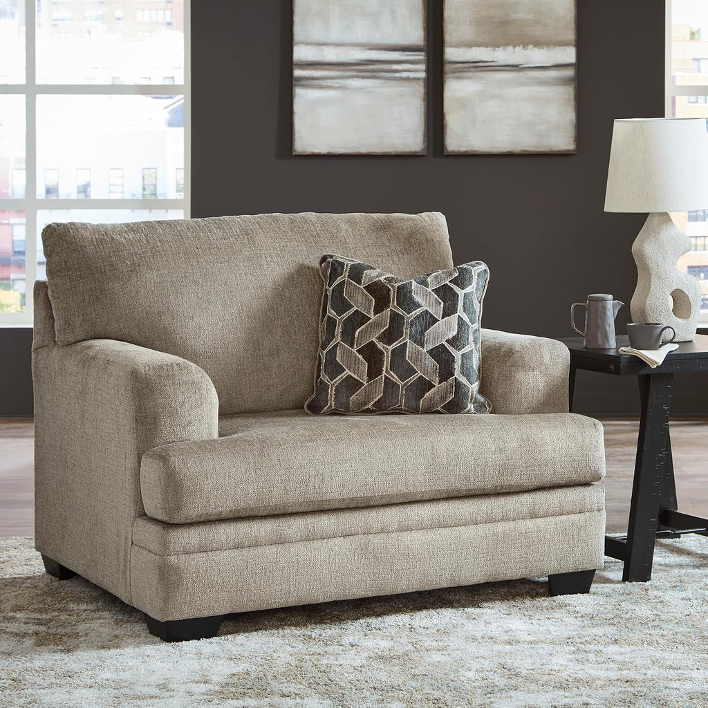 Signature Design by Ashley Stonemeade Transitional Oversized Chair with Reversible Seat Cushion and Accent Pillow, Taupe
