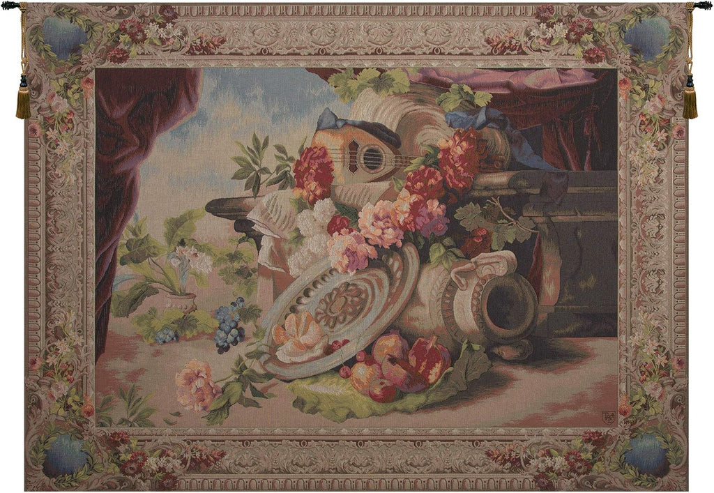 Charlotte Home Furnishings Inc. Mandolin French Tapestry Wall Hanging, 44 x 58 Inch, Viscose Cotton and Polyester Blend Wall Art, Woven In France, Perfect For Home Decor And Wall Decor