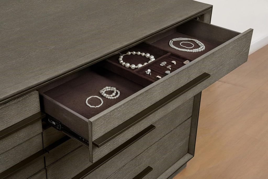 Coaster Home Furnishings - Durango - Wood - 8-Drawer Dresser with Extra-Long Drawer Pulls, Taupe Oak Finish, Mitered Trim, Contemporary Style - Bedroom - Taupe Oak - 223273