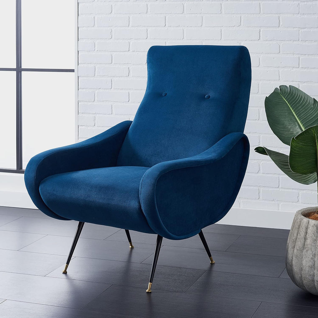Safavieh Home Collection Elicia Retro Navy Velvet Accent Chair