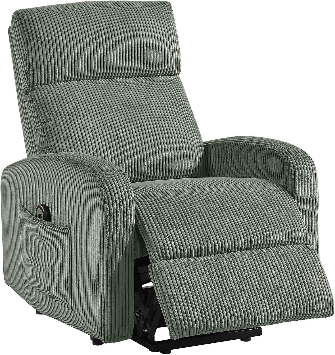 Lexicon Power Lift Recliner Chair for Elderly with Remote Control, Gentle Lift Motion, Side Pocket Armrest, Corduroy Upholstered Electric Recliner for Living Room/Bedroom, Easy Assembly, Green