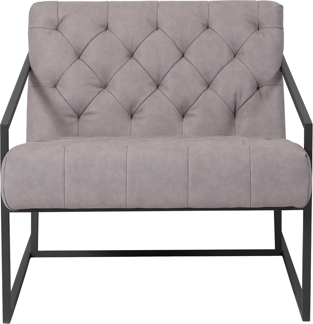 Flash Furniture HERCULES Madison Series Retro Light Gray LeatherSoft Tufted Lounge Chair