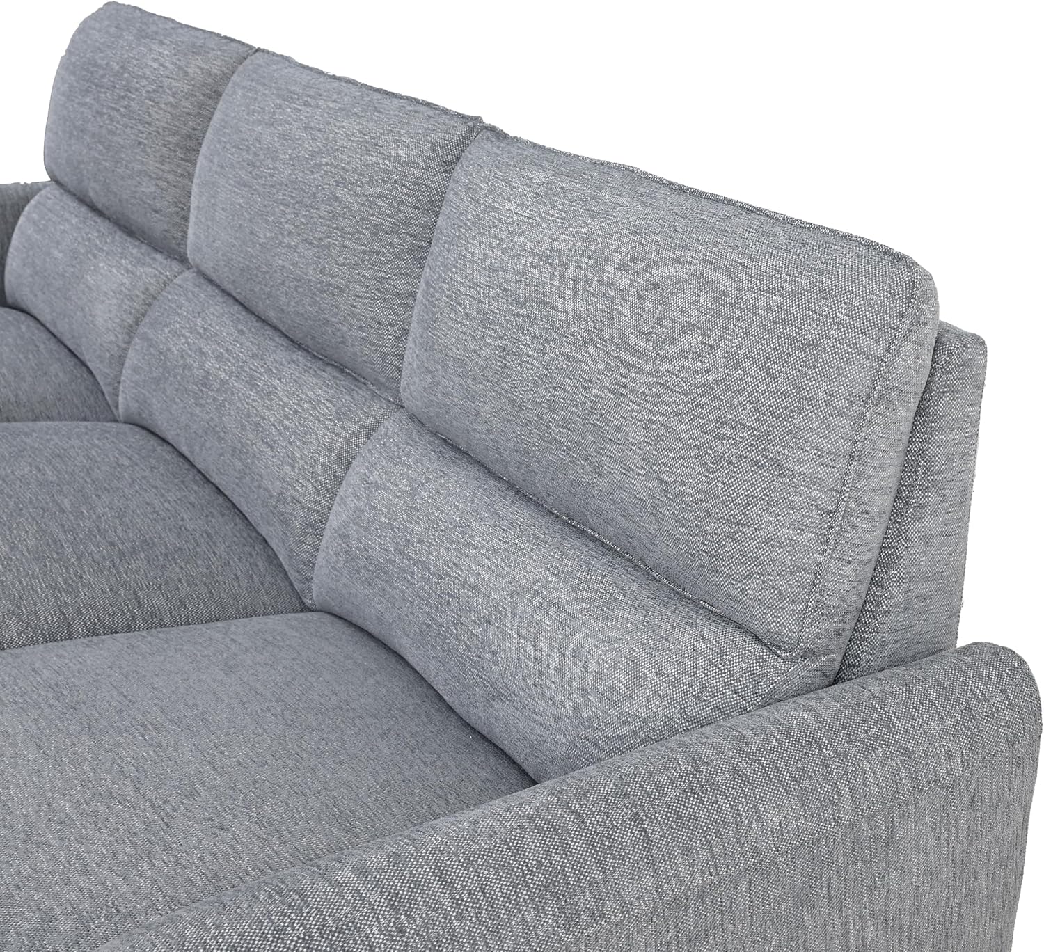 Furniture of America Drex Modern Chenille Sectional Recliner with Chaise and USB Ports, Reclining Sofa, L Shaped Comfy Couches for Living Room, Home Theater, Left Facing, Grey