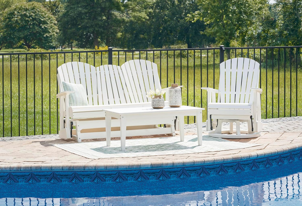 Signature Design by Ashley Hyland Wave Modern Weather Resistant HDPE Outdoor Coffee Table, White