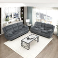Lexicon Living Room Furniture Set, Modern Recliner Sofa for Living Room, Corduroy Upholstered Couch Set with Pillow Top Arm, Including Sofa and Loveseat with Plywood Frame, 2-Piece Set, Dark Gray