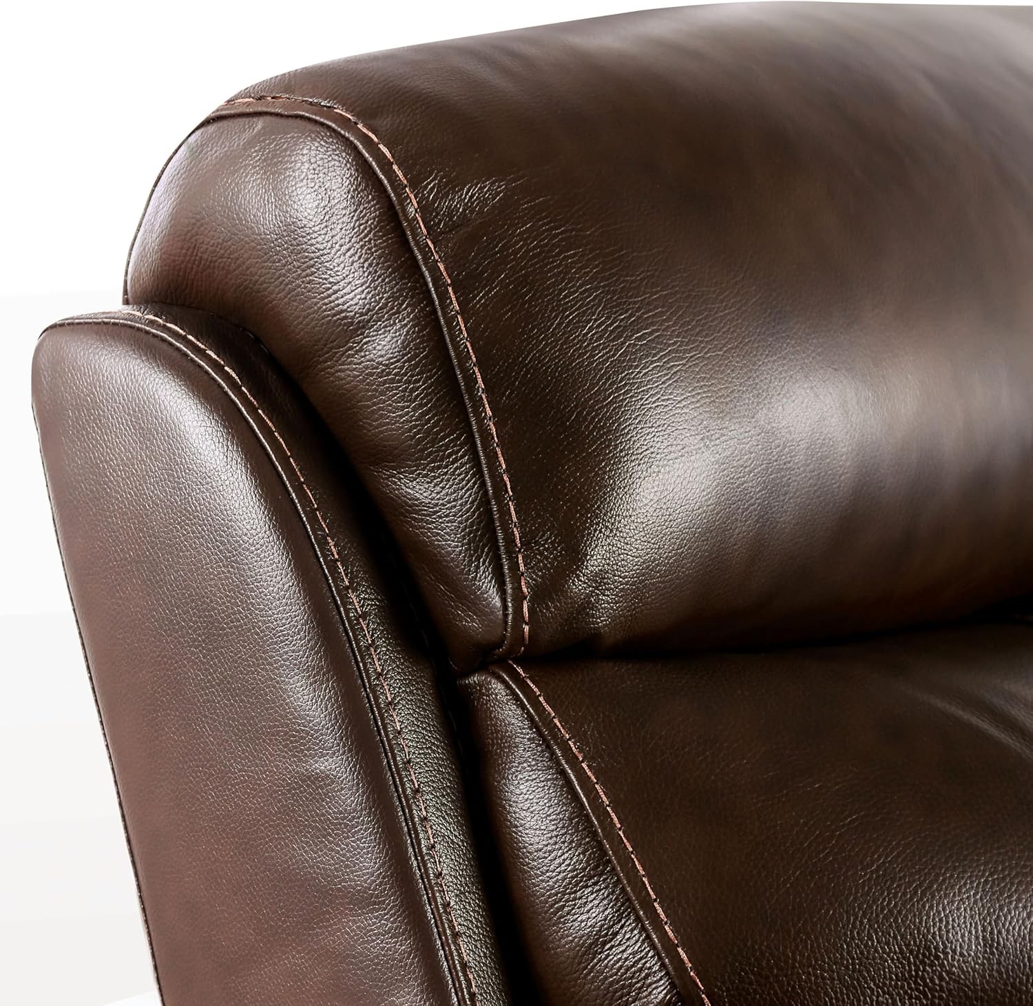 Furniture of America Corrals 77 inches Top Grain Leather Upholstered 2-Seater Power Recliner Loveseat with Cupholders and USB Port for Living Room, Home Office, Brown