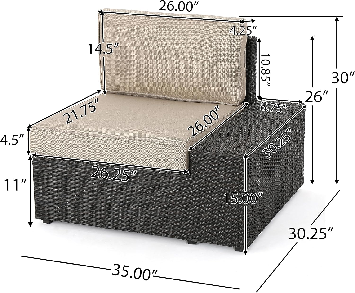 Christopher Knight Home Santa Cruz Outdoor Wicker Sectional Sofa Set with Water Resistant Cushions, 6-Pcs Set, Brown