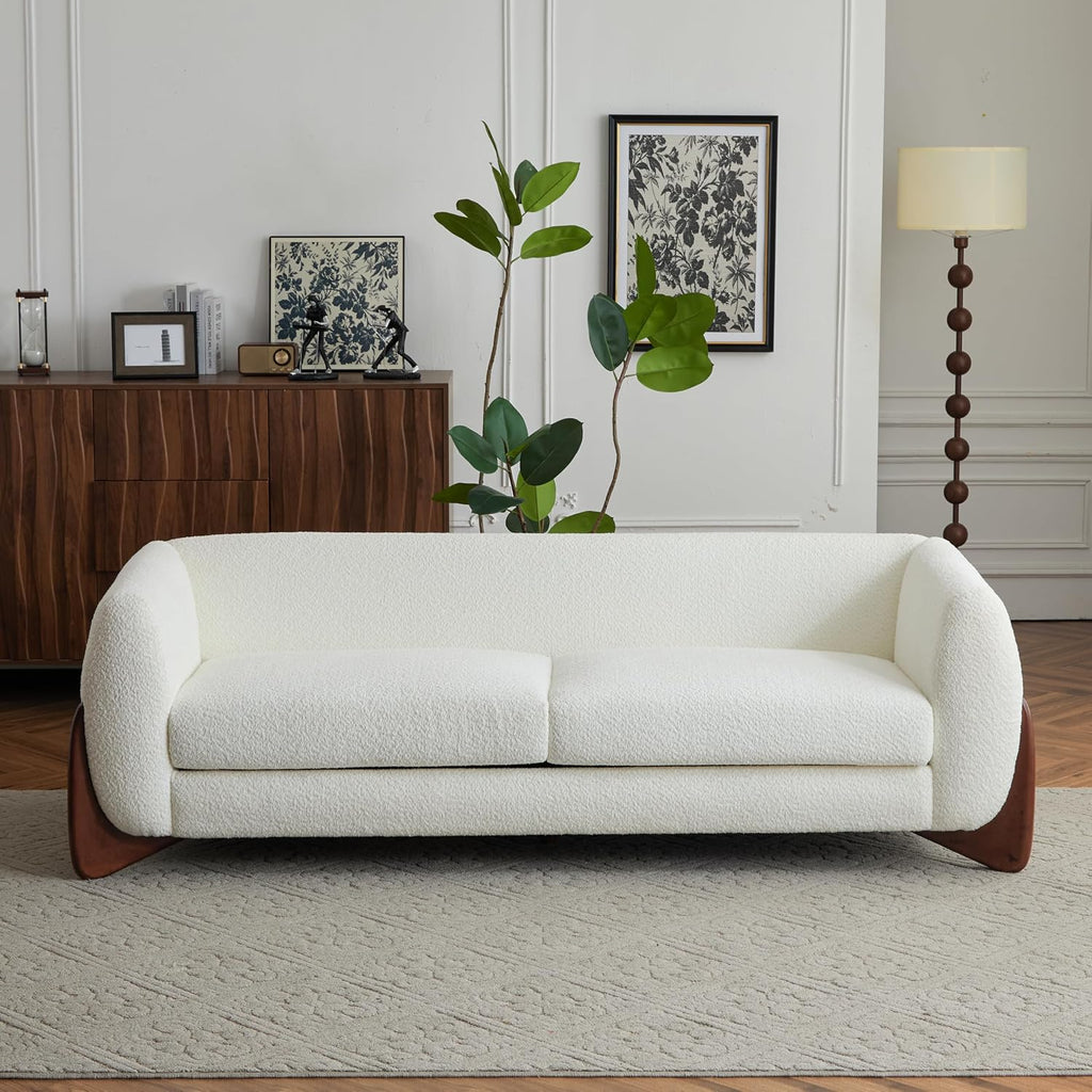 Christopher Knight Home 82 Inches Sofa Couch, Cozy 3-Seater, Boucle Fabric, Wood Frame, Beige