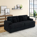 KEIKI 88.58 inch Sofa, Corduroy 3 Seater Couch Sofa with 4 Pillows, Corduroy Sleeper Couch for Living Room, Apartment, Salon, Home Theater, Black
