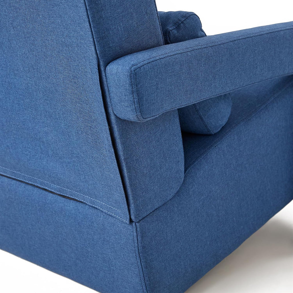 Christopher Knight Home Smyth Modern Armchair, Upholstered Accent Chair,Minimalist Lounge Chair, Cozy Seating Chair,with Linen Fabric and a Pillow, Bedroom Chair, Navy Blue