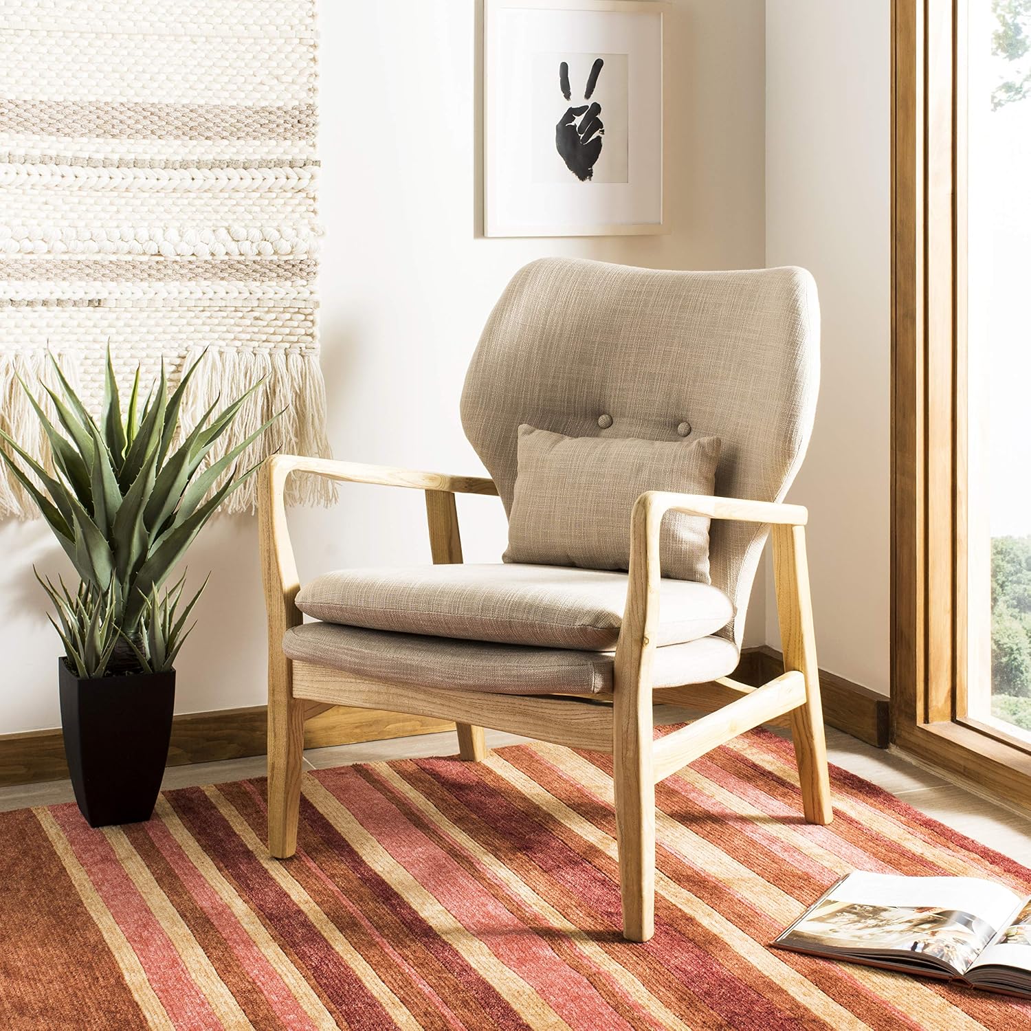 Safavieh Home Collection Tarly Burgundy and Natural Accent Chair