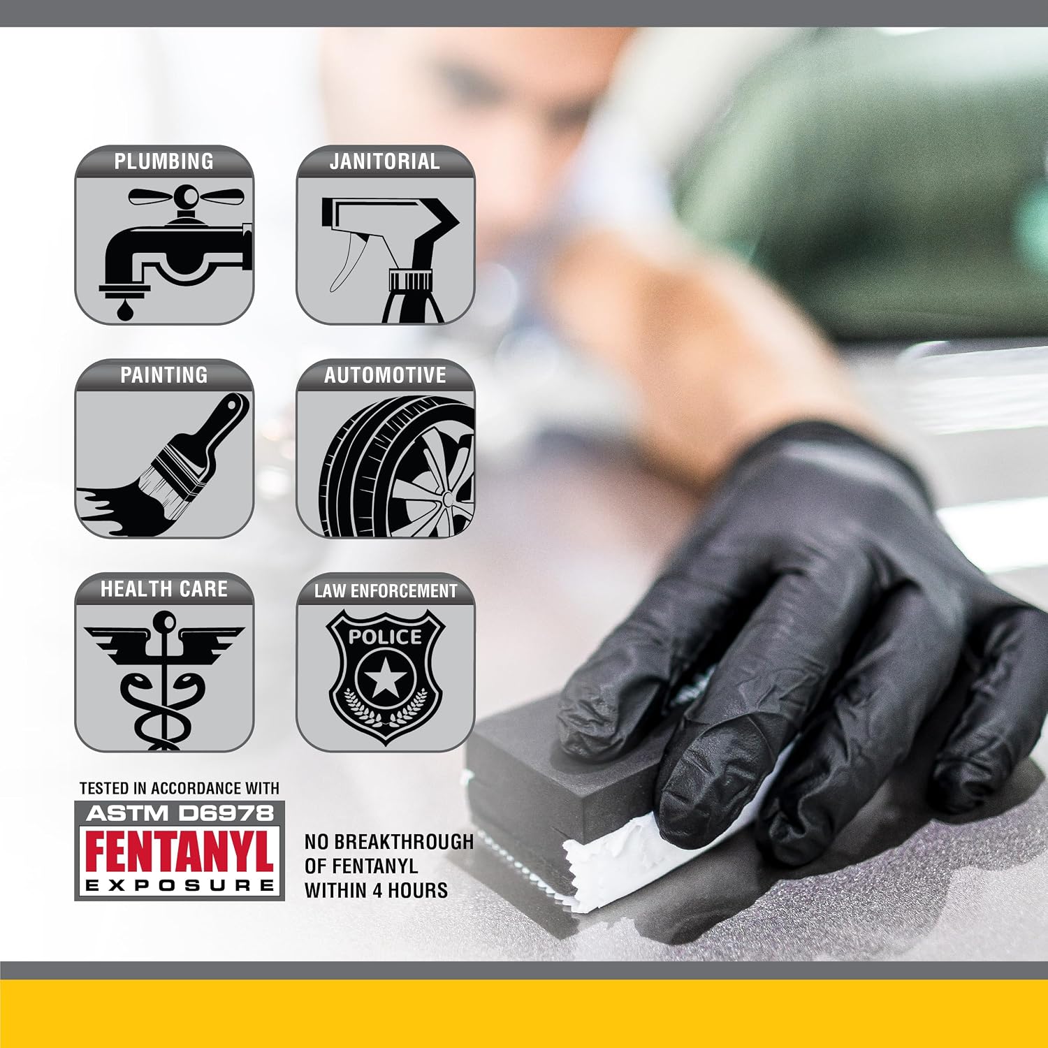 SAS Raven Powder Free Nitrile Disposable Gloves 7 Mil - XL Latex Free,Chemical + Puncture Resistant,Textured Grip,Single Use for Automotive,Industrial,Janitorial,MRO,Food Service 66519,(Pack of 10)