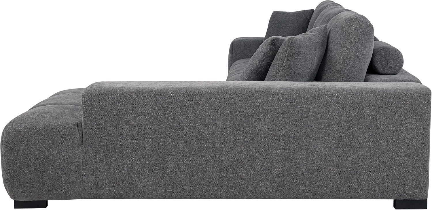 Coaster Home Furnishings - Octavia - Fabric - Upholstered Sectional Sofa with Chaise, Grid Tufting and Accent Pillows - Living Room - Charcoal Grey - 509965