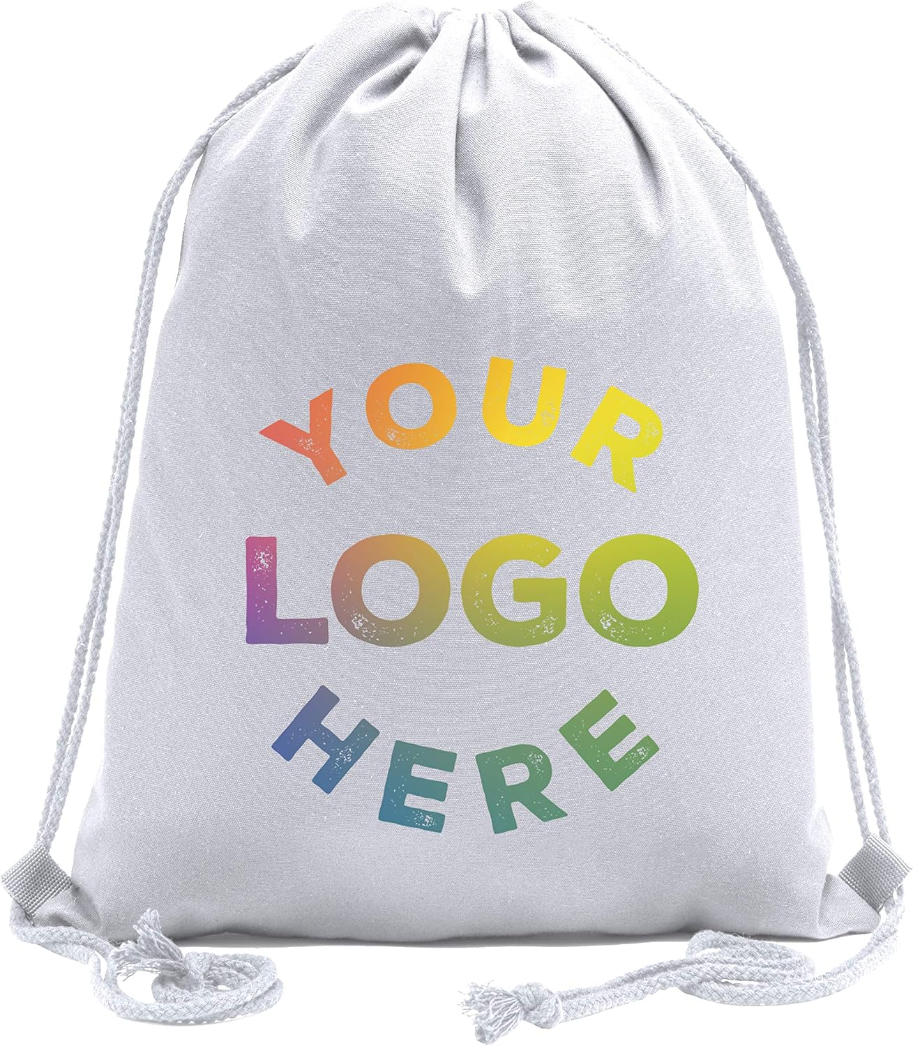 Mato & Hash Wholesale Custom Drawstring Backpacks, Personalized Promotional Cotton Bags - 20PK White CE2725