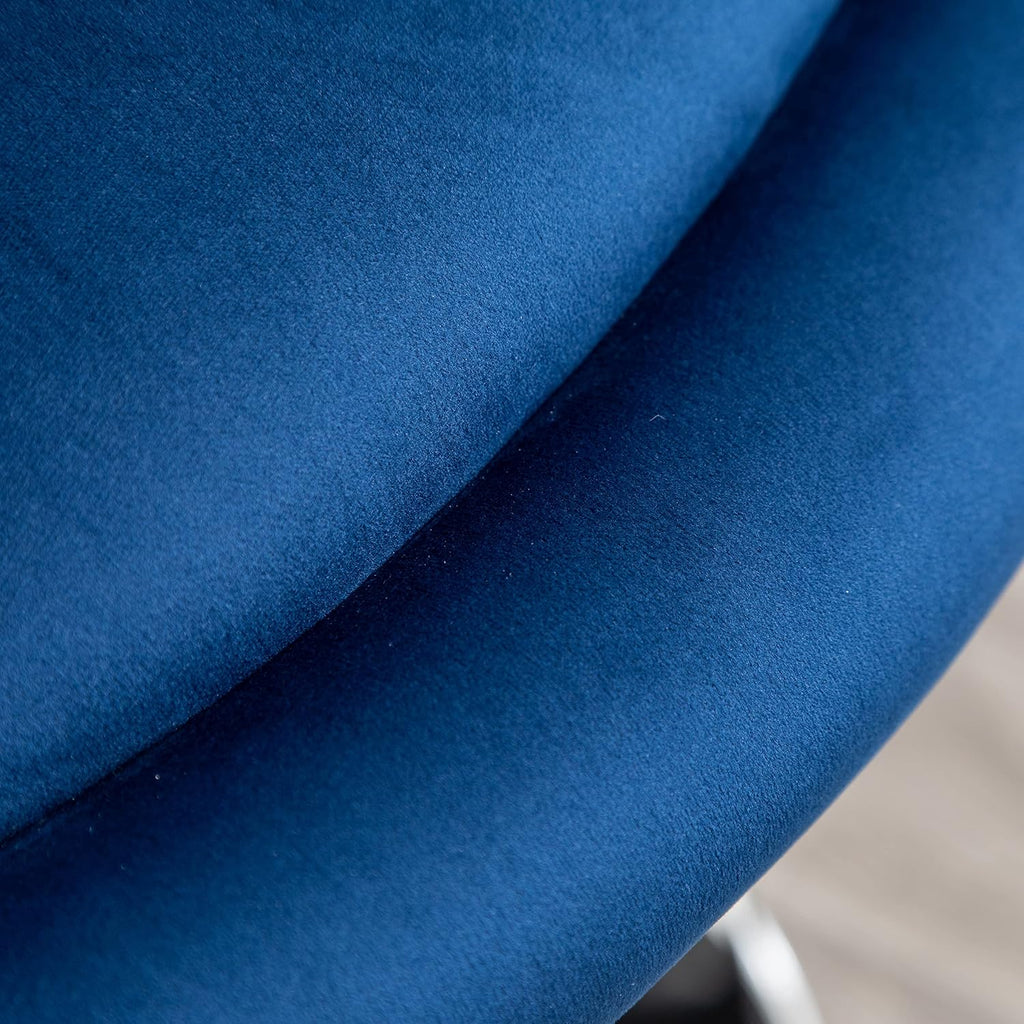 Roundhill Furniture Noas Velvet Upholstered Tufted Back Swivel Accent Chair, Blue