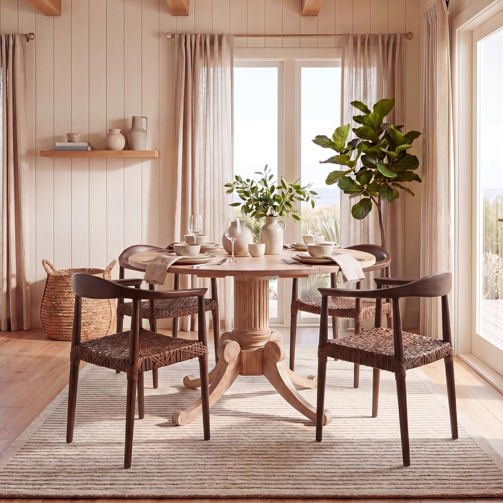 Safavieh Home Juneau Walnut and Brown Leather Woven Accent Chair