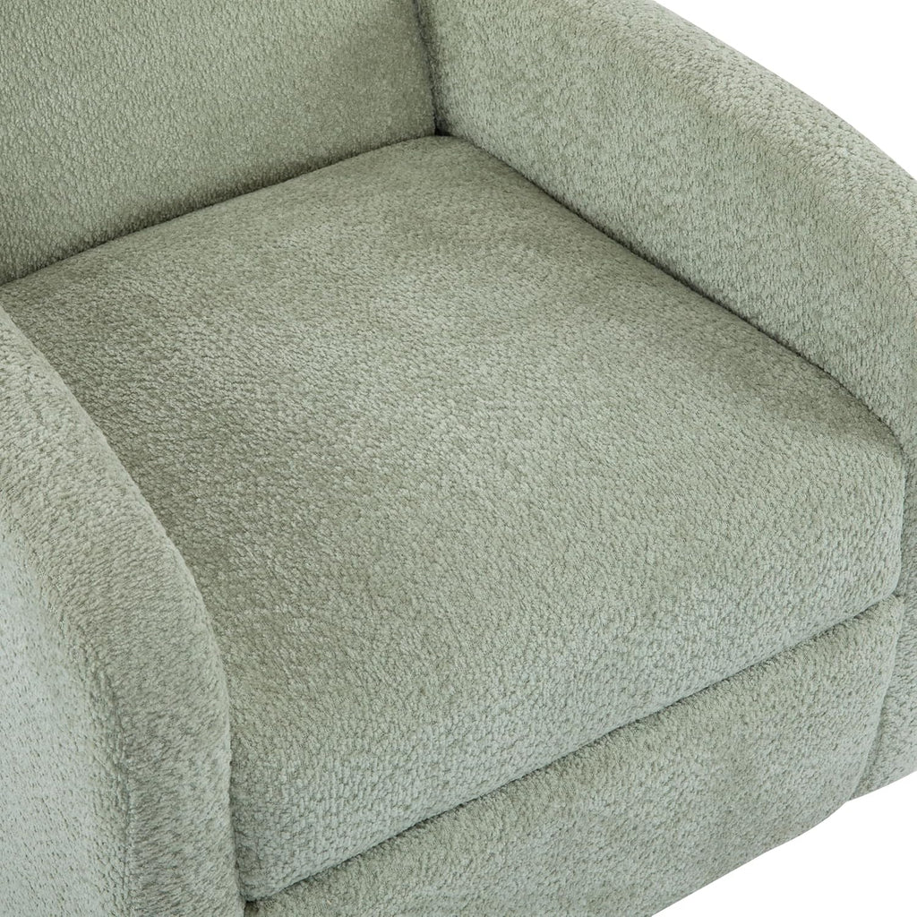 Christopher Knight Home Sidney Boucle Fabric Upholstered 360° Swivel Chair, Push-Back Recliner, Solid Wood Glider Recliner with Rotation, Living Room Lounge Chair, Adjustable Backrest, Greyish Green