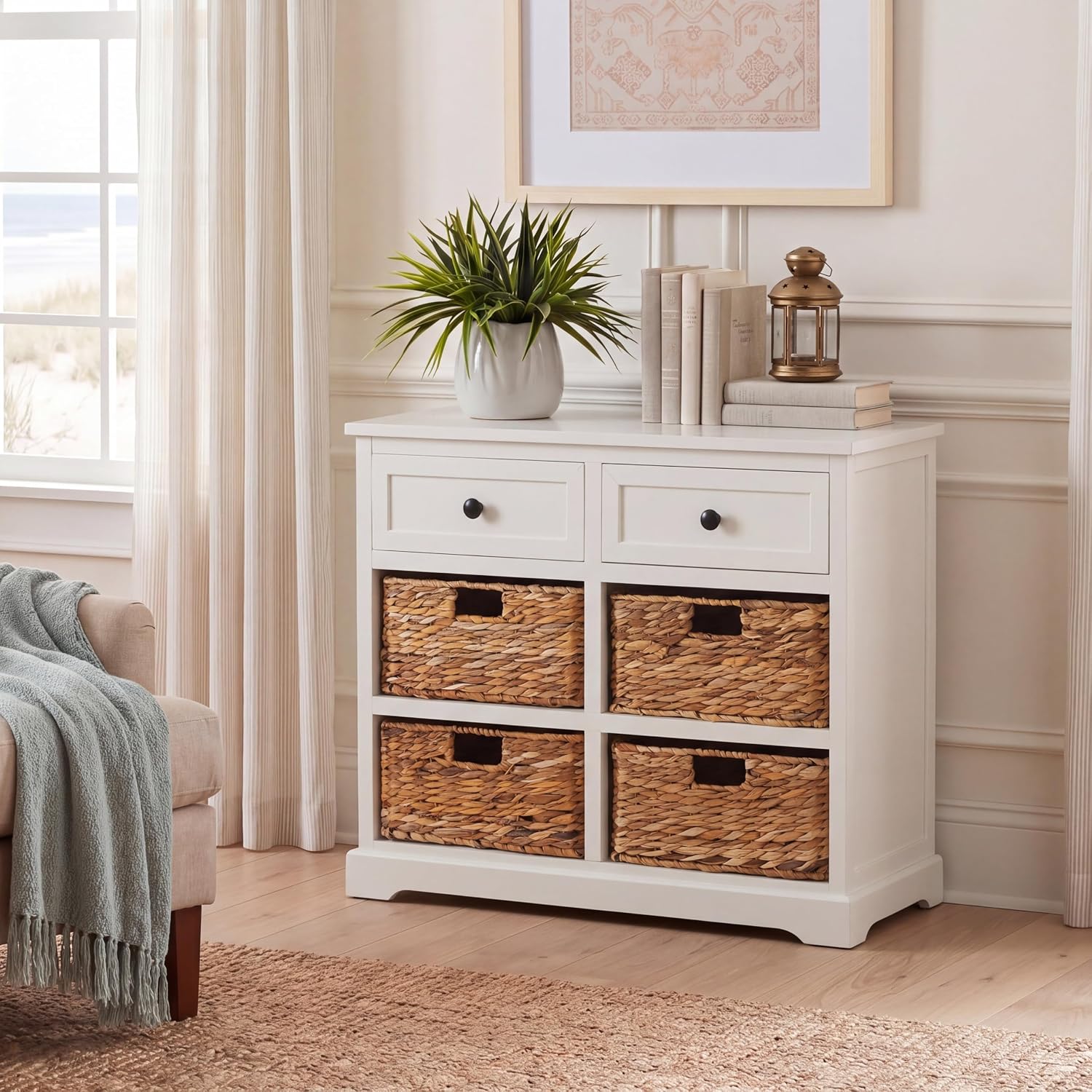 SAFAVIEH Furniture - Herman 2-Drawer Storage Unit - Distressed Cream - Solid Wood - Classic Storage Design - Ideal for Living Room, Entryway, 29' W x 13' D x 27.5' H - Fully Assembled (AMH5702C)